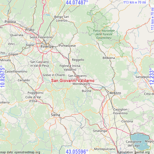 San Giovanni Valdarno on map