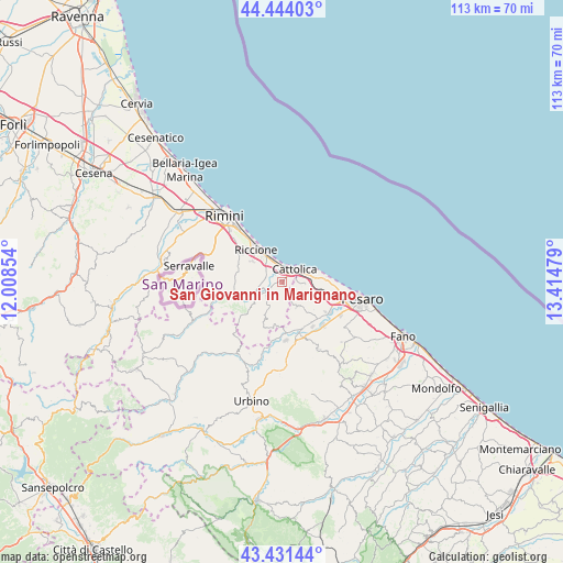 San Giovanni in Marignano on map