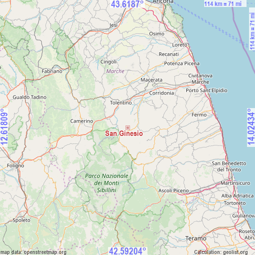 San Ginesio on map