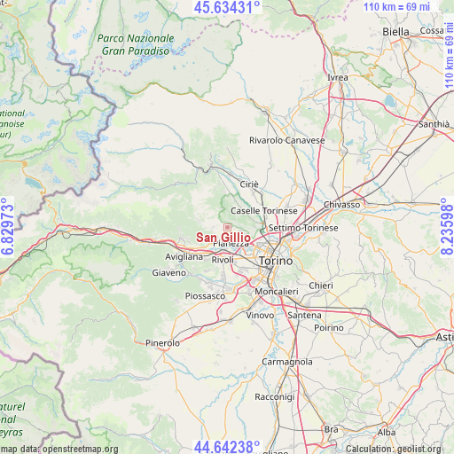 San Gillio on map