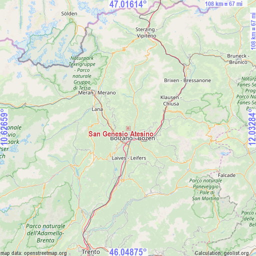 San Genesio Atesino on map