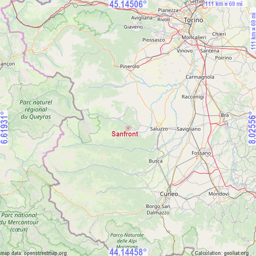 Sanfront on map