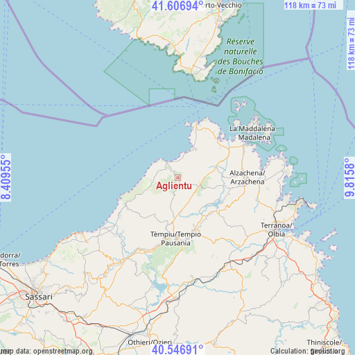 Aglientu on map