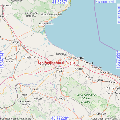 San Ferdinando di Puglia on map