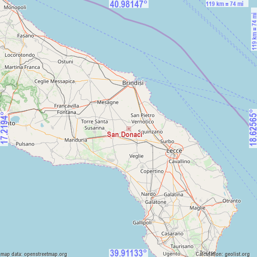 San Donaci on map