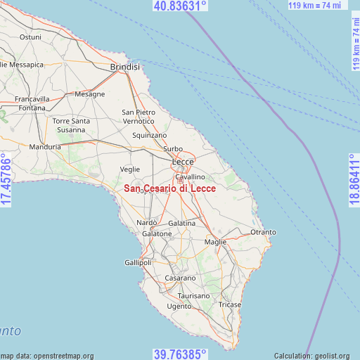 San Cesario di Lecce on map