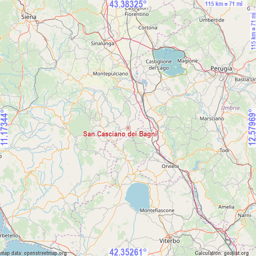 San Casciano dei Bagni on map