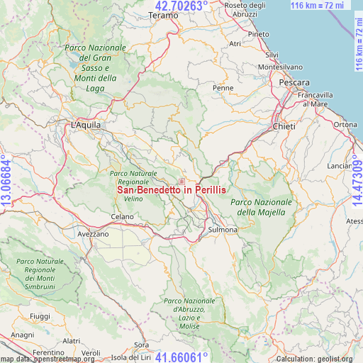 San Benedetto in Perillis on map