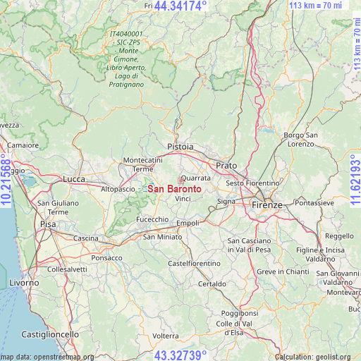 San Baronto on map