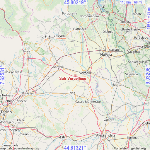 Sali Vercellese on map