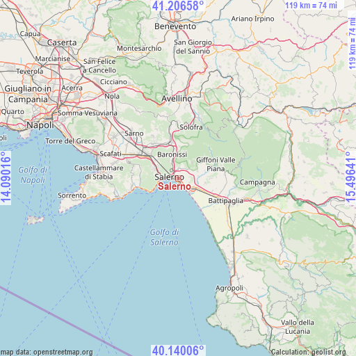 Salerno on map