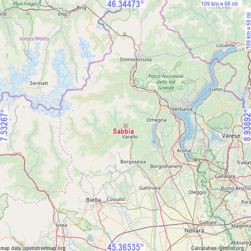 Sabbia on map