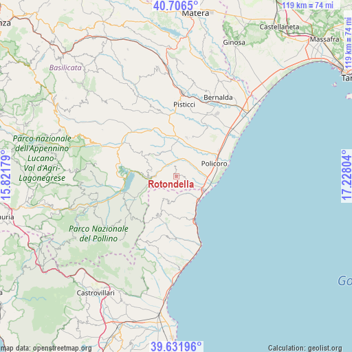 Rotondella on map