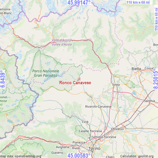 Ronco Canavese on map