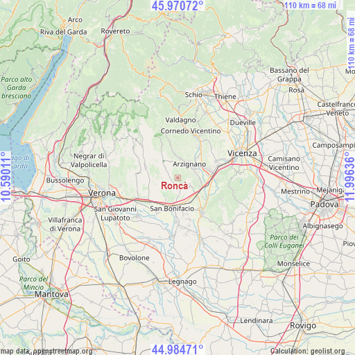 Roncà on map