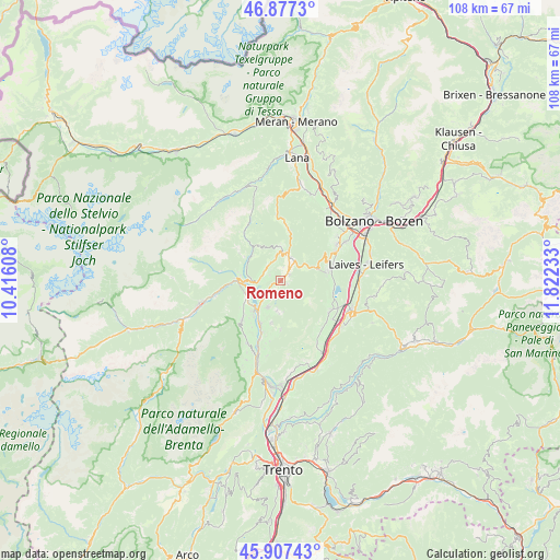 Romeno on map