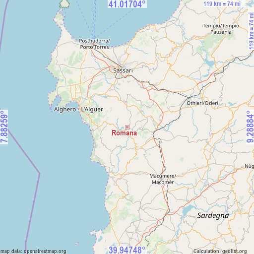 Romana on map