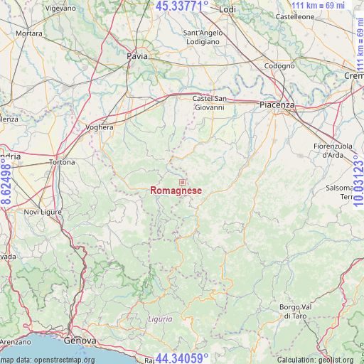 Romagnese on map