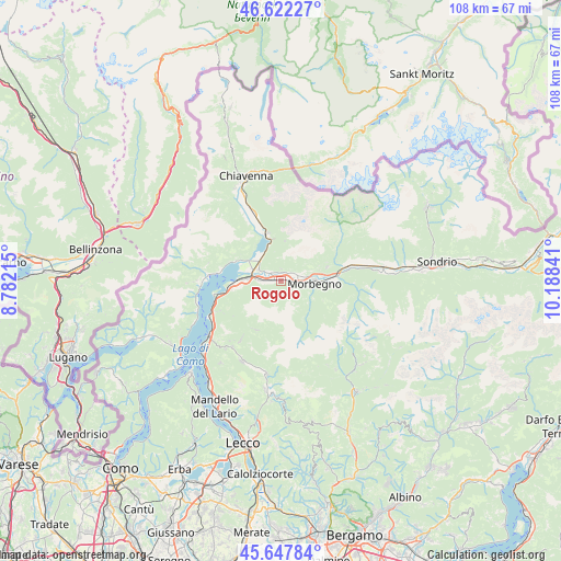 Rogolo on map