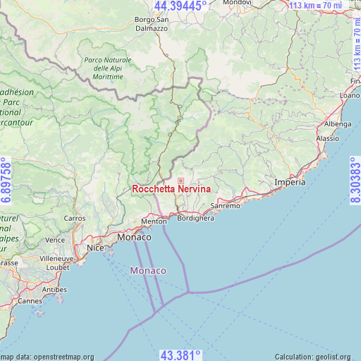 Rocchetta Nervina on map