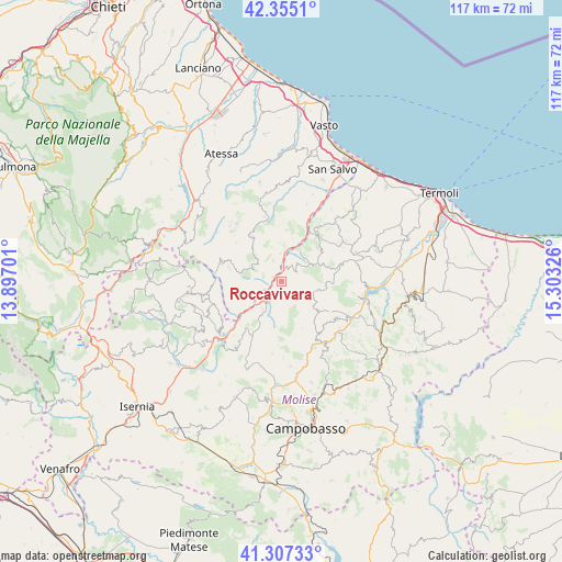 Roccavivara on map