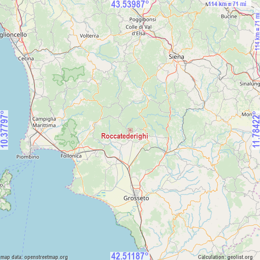 Roccatederighi on map