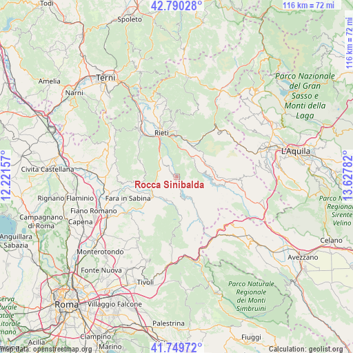 Rocca Sinibalda on map