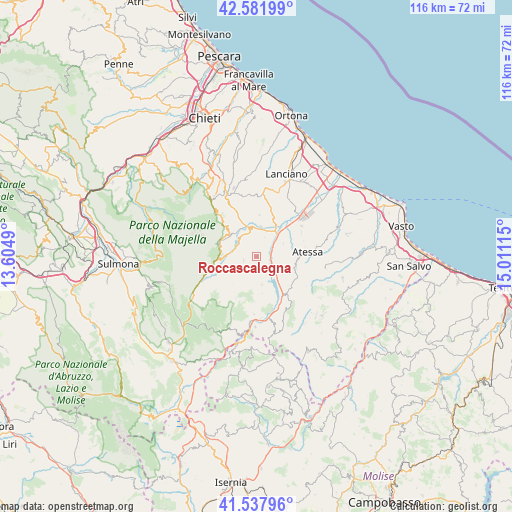 Roccascalegna on map