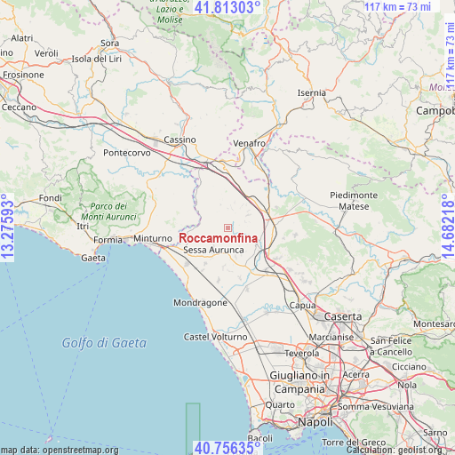 Roccamonfina on map