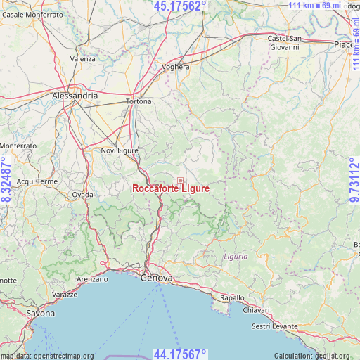 Roccaforte Ligure on map