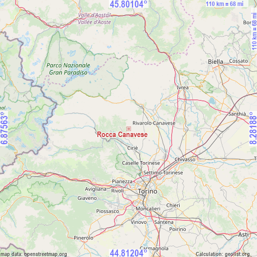 Rocca Canavese on map