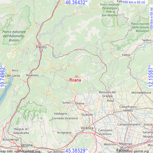 Roana on map