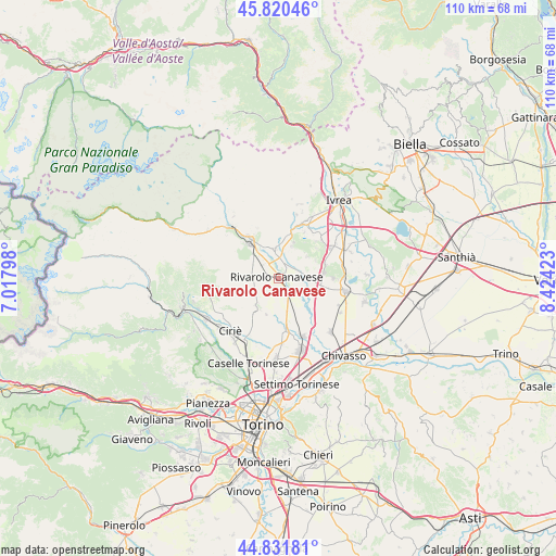 Rivarolo Canavese on map