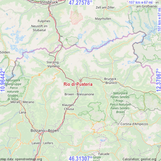 Rio di Pusteria on map