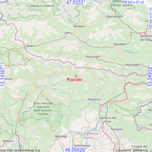 Rigolato on map