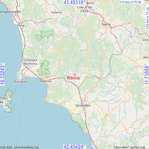 Ribolla on map