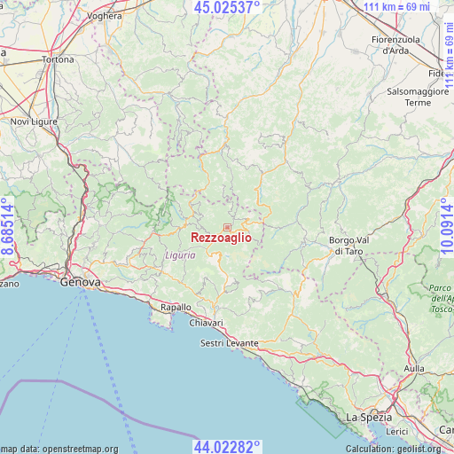 Rezzoaglio on map