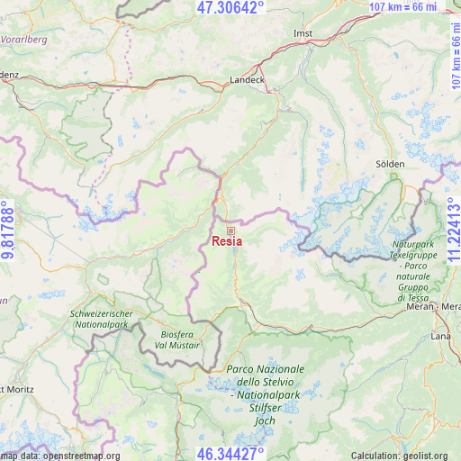 Resia on map