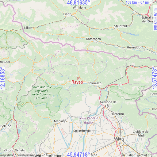 Raveo on map