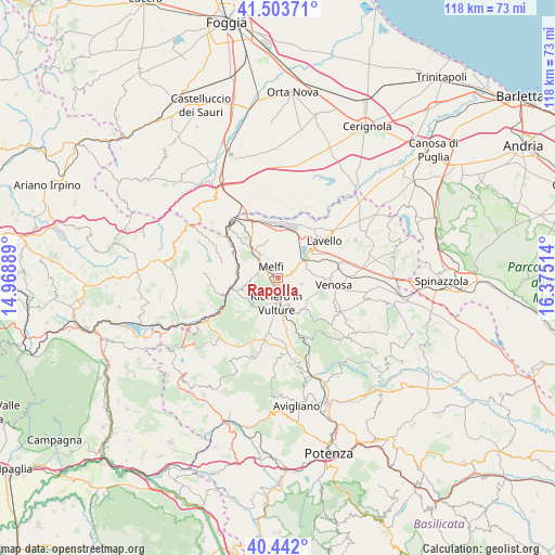 Rapolla on map