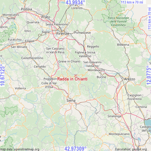 Radda in Chianti on map