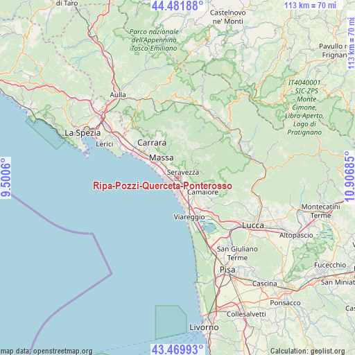 Ripa-Pozzi-Querceta-Ponterosso on map