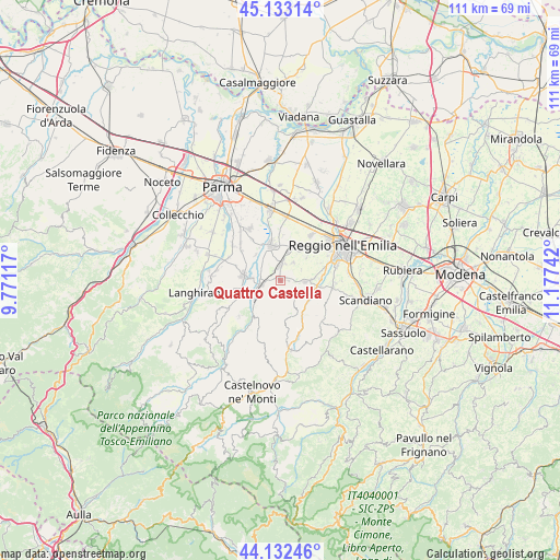 Quattro Castella on map