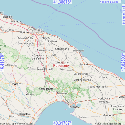 Putignano on map