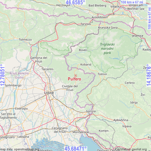 Pulfero on map