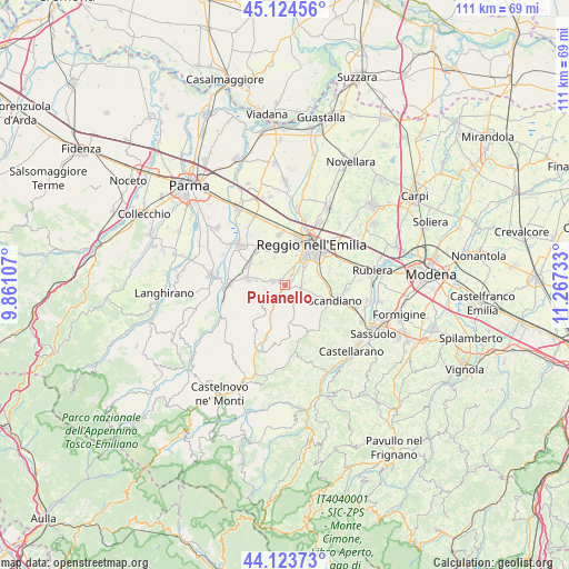 Puianello on map