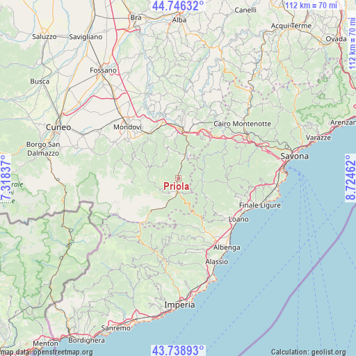 Priola on map