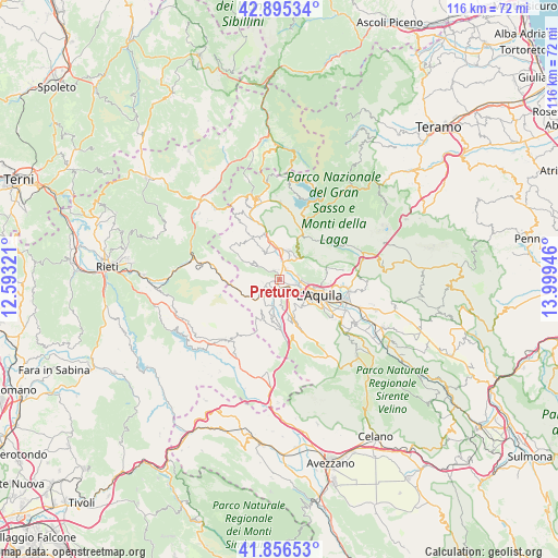 Preturo on map