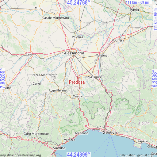 Predosa on map