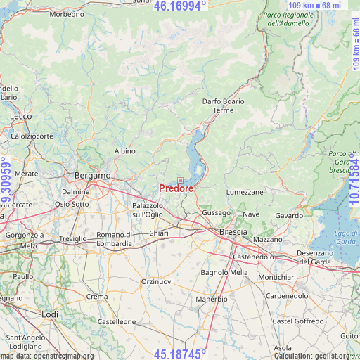 Predore on map